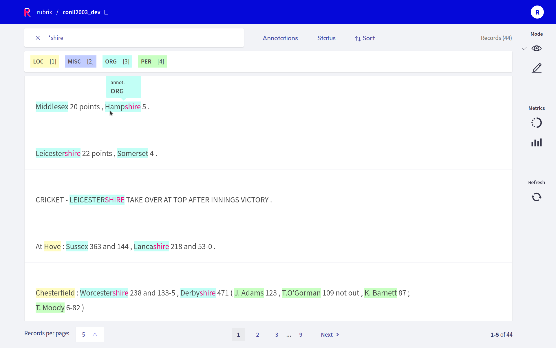 Visualization of regex rules in Rubrix
